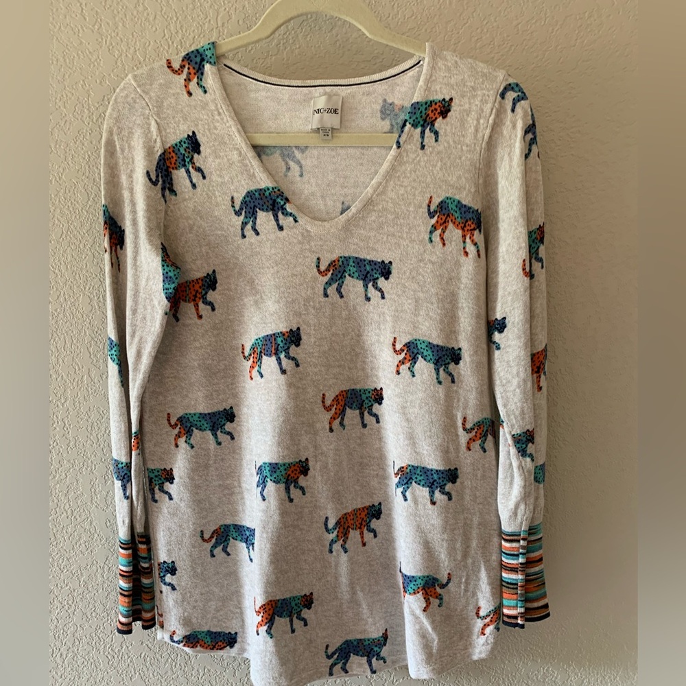 NIC+ZOE - Loopy Leopards Long Sleeved Shirt. XS